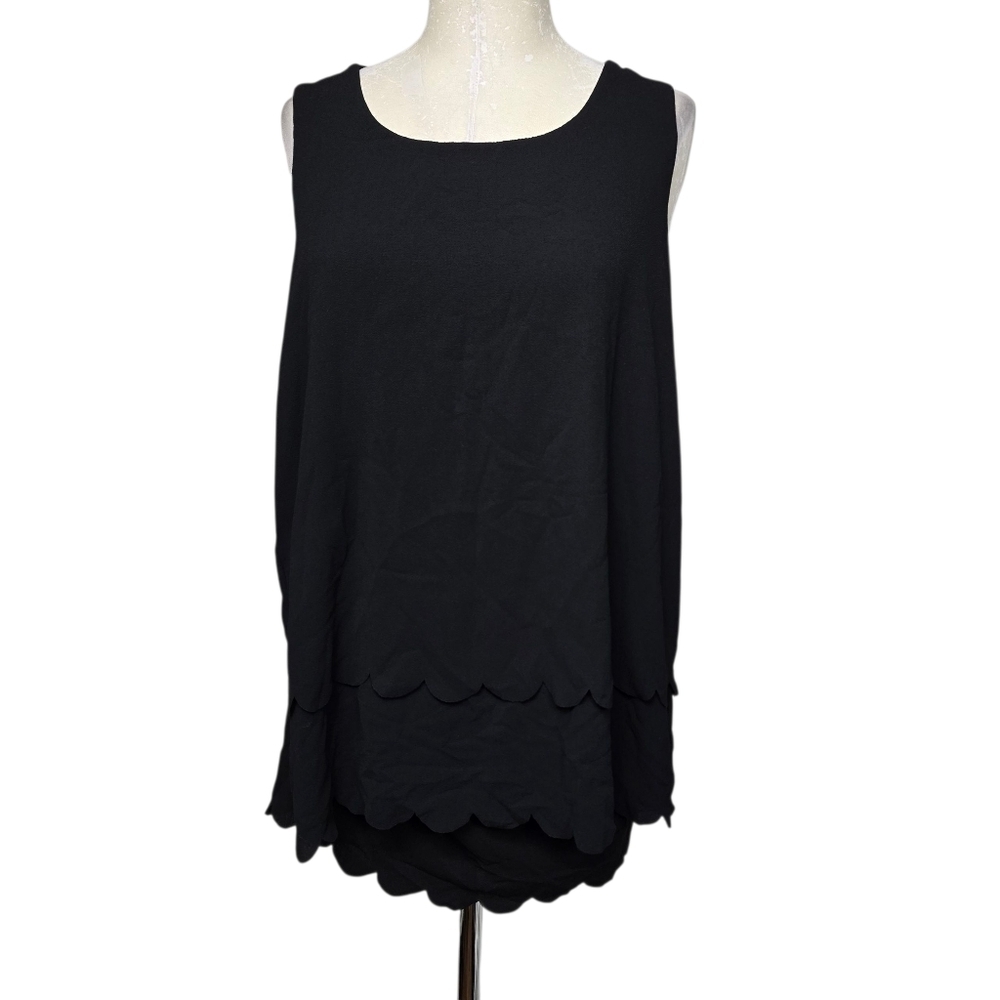 Papermoon Stitch Fix Black Scalloped Tiered Trim Open Back Sleeveless Top XL